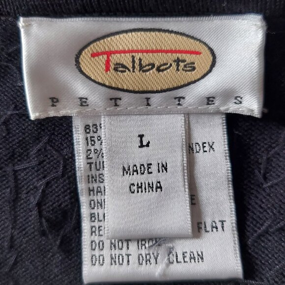 Talbots Petites Size Large Sleeveless Sequined Knit Top Black Silk Blend - Picture 9 of 10